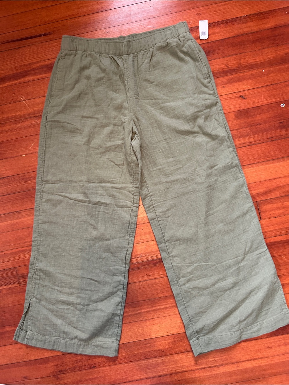 NWT Old Navy 100% Cotton Wide Leg Pants Olive Green Women’s Size L